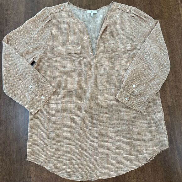 Joie Silk Tunic Blouse Womens L V-Neck Long Sleeve Office Workwear Minimalist - Picture 11 of 11